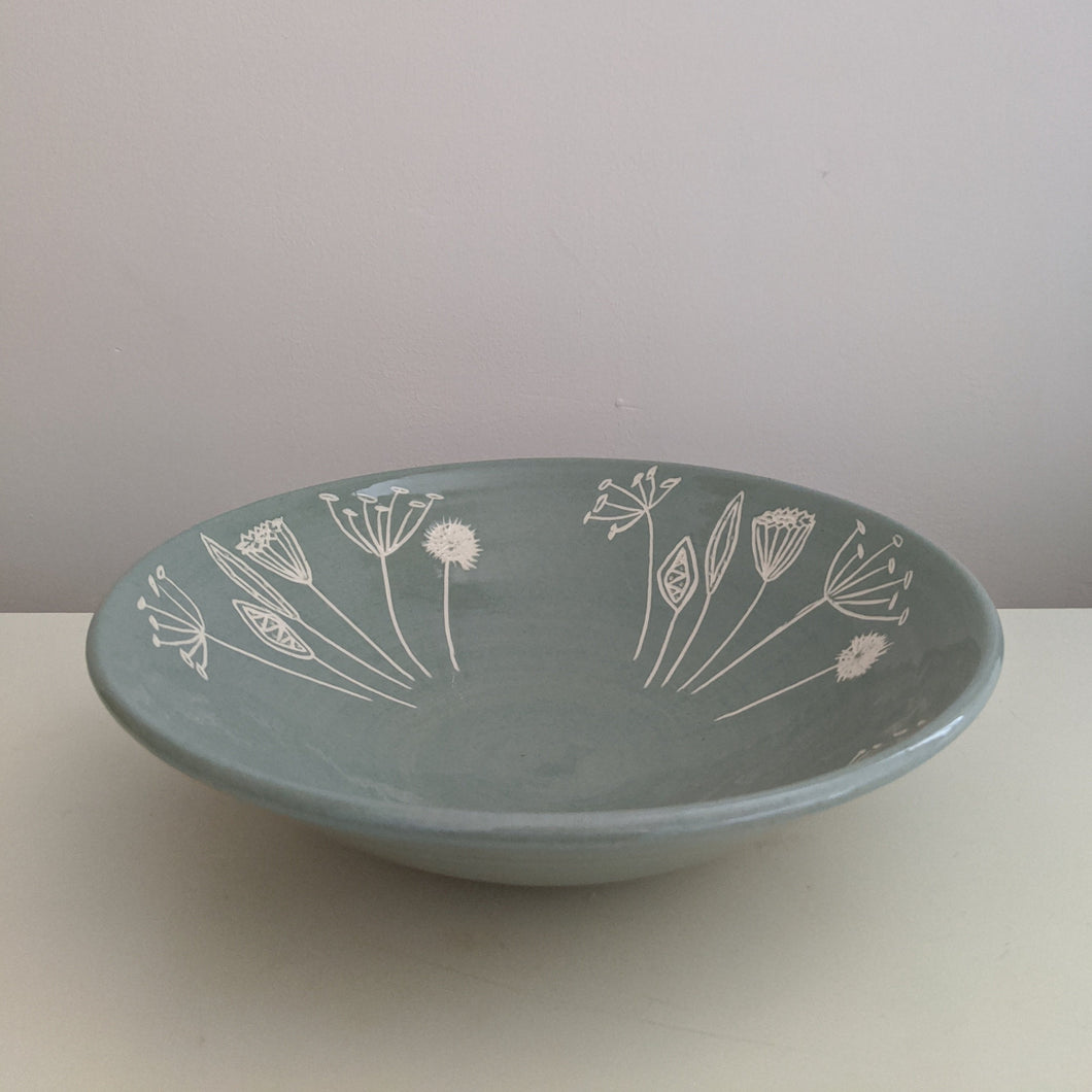 Teal Seed Head Fruit Bowl