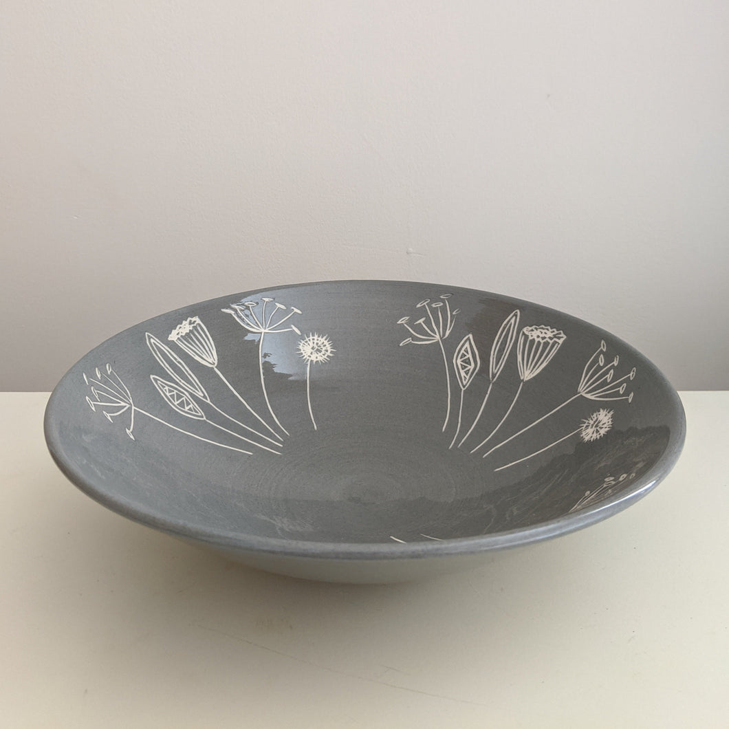 Grey Seed Head Fruit Bowl