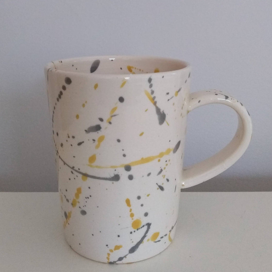 Tall Ochre & Grey Splash Mug